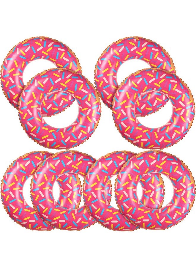 Leitee 8 Pcs Kids Inflatable Donut 21.7 Inch Sprinkle Donut Pool Floats Doughnut Inflatable Swim Tube Swimming Ring Colorful Beach Party Decorations Floating Ring For Swimming (Pink) - Image 1