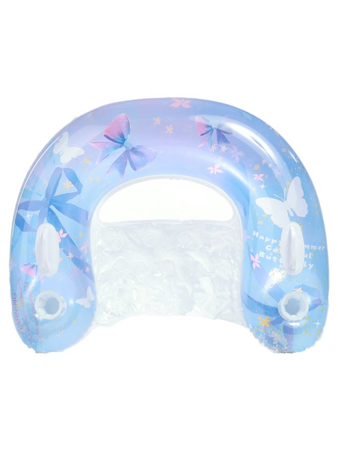 Portable Floating Bed With Sequins And Flowers, U-shaped Float For Adults, Inflatable Swimming Ring, Water Play Toy Float