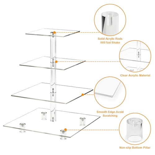 LoveDisplay Cupcake Stand, 4 Tier Cupcake Stand for 50 Cupcakes, Square Tiered Cupcake Tower, Clear Acrylic Cupcake Holder, Dessert Stands for Party, Wedding, Birthday, Baby Shower, Halloween - Image 5