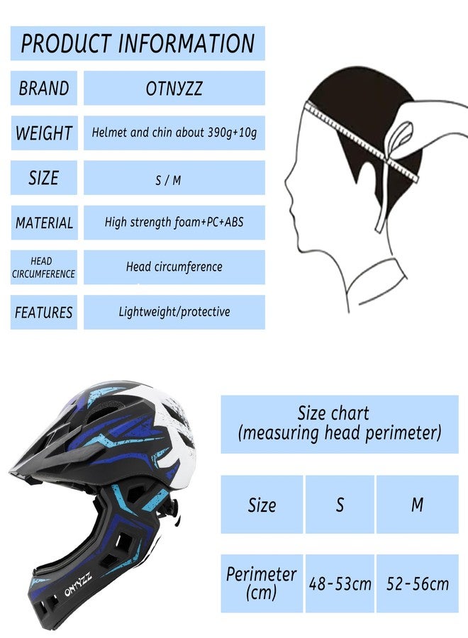 ONTYZZ Kids Bicycle Helmet Kids Adjustable Safety Full Face Helmet Lightweight Toddler Mountain Full Bike Helmet for Skating Cycling Scooter for Youth Child Boys Girls Ages Blue and White/M - Image 2
