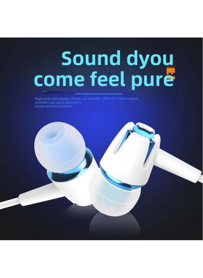 Generic - Subwoofer Semi-in-ear Headphones For Apple Android Huawei Mobile Phone Wire-controlled Sports Game Headphones With Wheat-Color:White Gold ] - Image 1