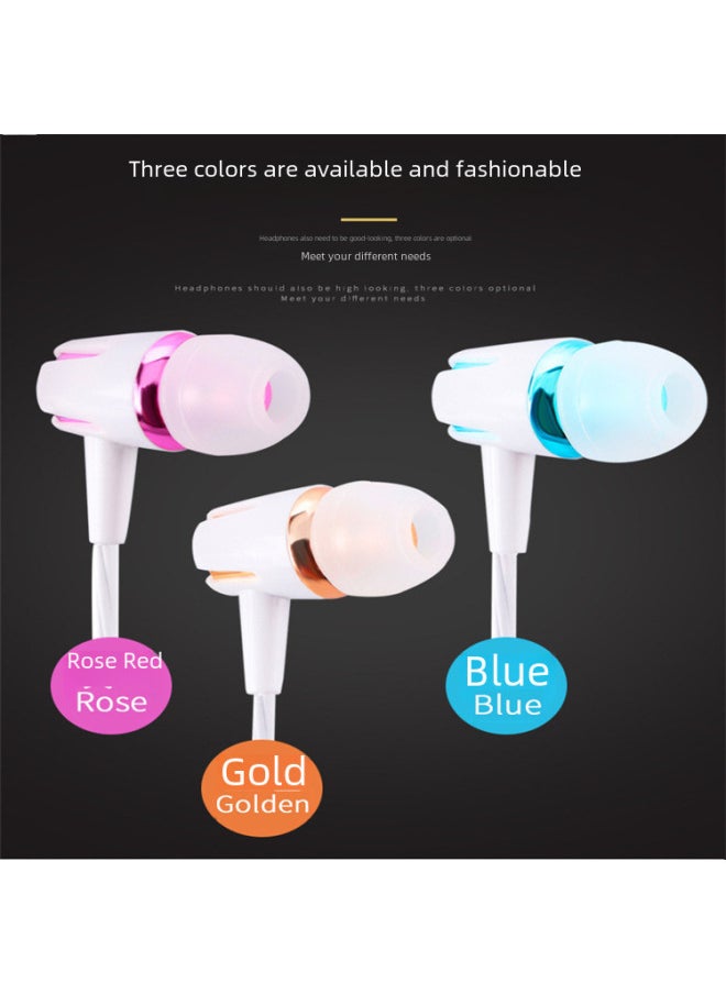Generic - Subwoofer Semi-in-ear Headphones For Apple Android Huawei Mobile Phone Wire-controlled Sports Game Headphones With Wheat-Color:White Gold ] - Image 1