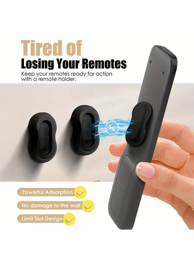 White 2 Pairs Magnetic Remote Control Holder Wall Mount No Drill Installation - Image 2
