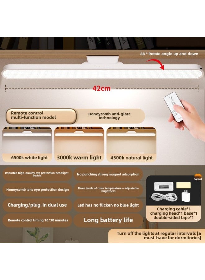 Creative Led Eye Protection Desk Lamp Charging Cool Dead Lamp Dormitory Study Special Bedside Reading Night Light Student Gift-Specifications:Lengthened 42CM Remote Control Model [base Magnetic Suction Three Color Temperature Touch/remote Control Charging Plug Dual] Data Line Charging Head - Image 1
