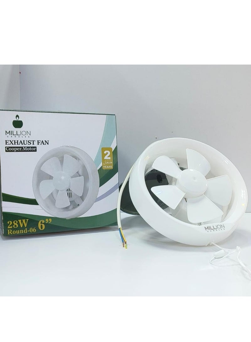مليون مروحة شفط حائطية للمطبخ والحمام 15 سم، لون أبيض - Image 2