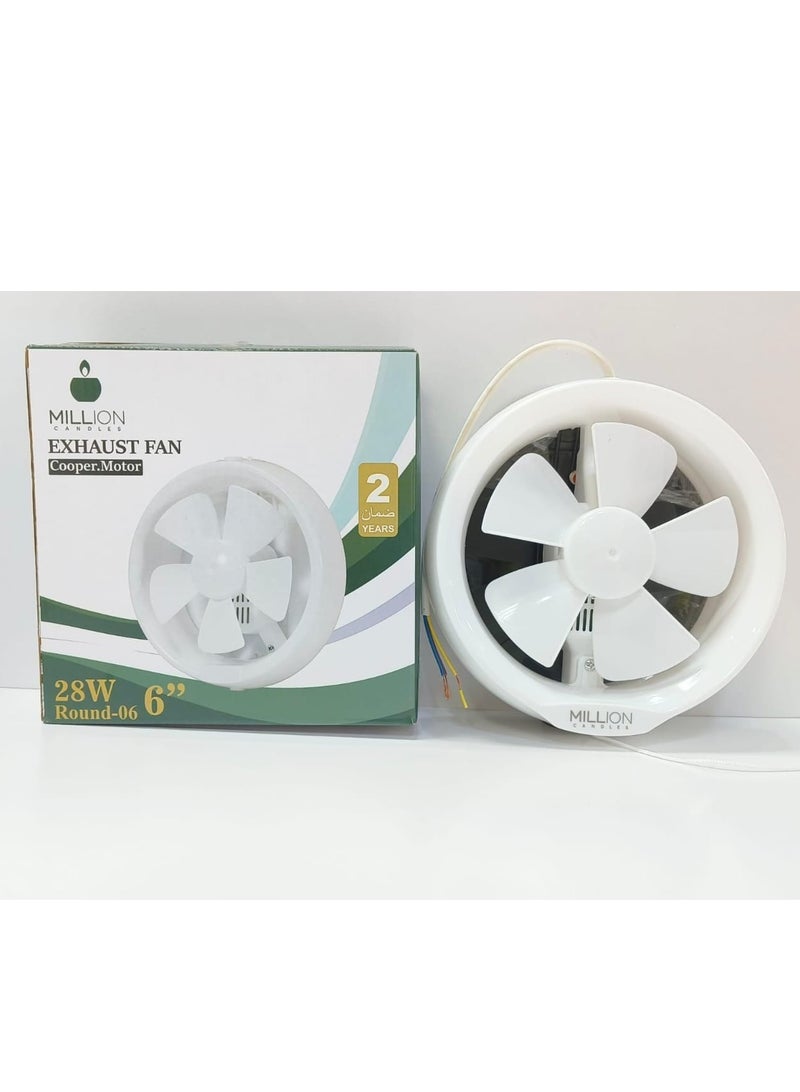 مليون مروحة شفط حائطية للمطبخ والحمام 15 سم، لون أبيض - Image 4