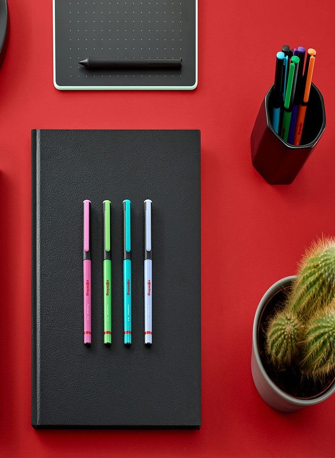 Rotring Liner Fineliner Pens 0.4 mm Colouring Pens for Writing & Drawing Plastic-Free Packaging Assorted Fun Colours 4 Count - Image 4