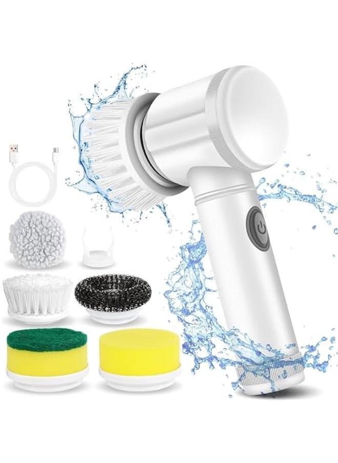 HOOKOR Electric Cleaning Brush, Electric Spin Scrubber, Wireless Electric Cleaning Brush, Handheld Electric Spin Scrubber, with 5 Replaceable Brush Heads, for Floor, Wall, Tile, Toilet, Window, Sink  - Image 1