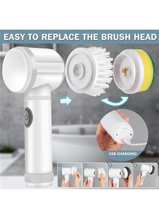 HOOKOR Electric Cleaning Brush, Electric Spin Scrubber, Wireless Electric Cleaning Brush, Handheld Electric Spin Scrubber, with 5 Replaceable Brush Heads, for Floor, Wall, Tile, Toilet, Window, Sink  - Image 5