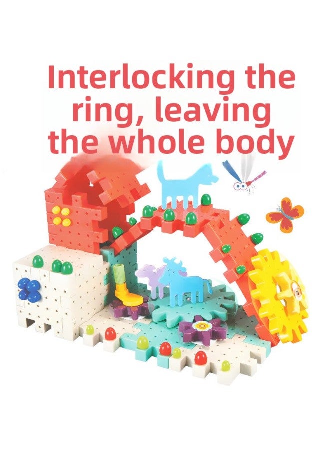 Children's Rotating Gear Varied Assembled Building Blocks Mushroom Nails Assembled And Assembled Early Education Enlightenment Baby Toys-Color:168PCSC Gear Building Blocks - Image 5