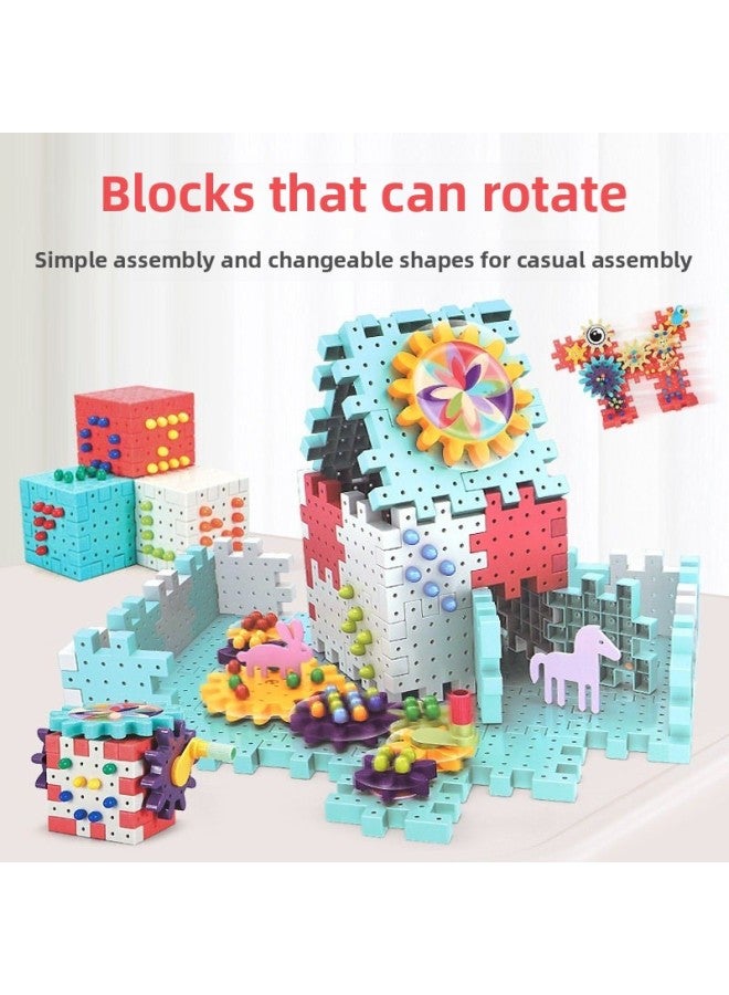 Children's Rotating Gear Varied Assembled Building Blocks Mushroom Nails Assembled And Assembled Early Education Enlightenment Baby Toys-Color:168PCSC Gear Building Blocks - Image 2