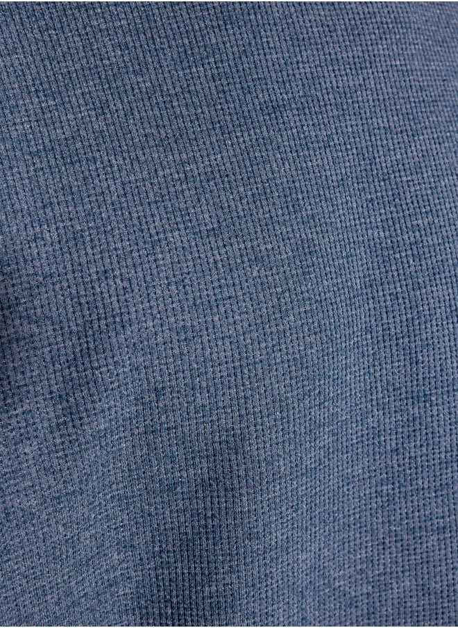 trendyol - Indigo Oversize/Wide Cut Textured Waffle Short Sleeve T-Shirt TMNSS22TS00049 - Image 1