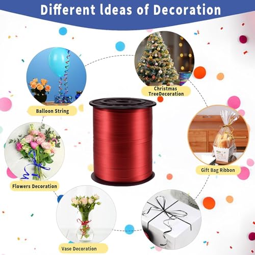 WFAUIBR 500 Yard Premium Red Curling Ribbon, 3/16" PVC Plastic Curly Ribbon for Gift Wrapping, Balloon Decoration, DIY Crafts, Special Occasions - Image 3