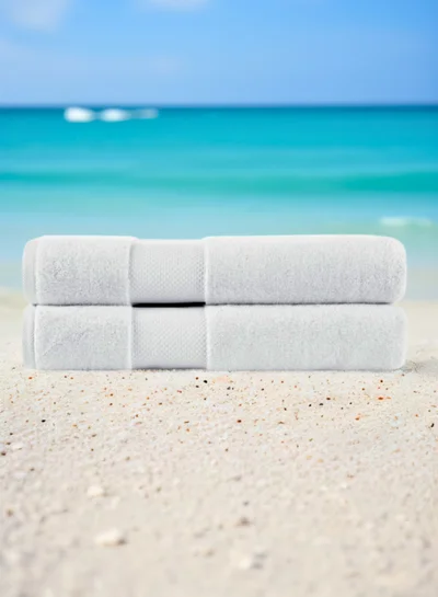 1Chase Luxury Cotton Bath Towels – Set of 2 Large White Towels | 70x140 cm, 600 GSM, Ultra-Soft & Absorbent Hotel & Spa Quality