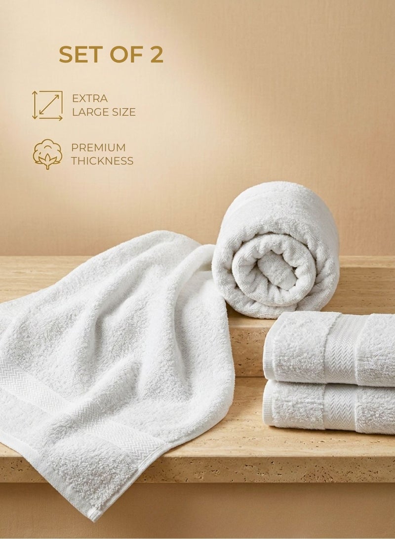 1Chase Luxury Cotton Bath Towels – Set of 2 Large White Towels | 70x140 cm, 600 GSM, Ultra-Soft & Absorbent Hotel & Spa Quality - Image 2