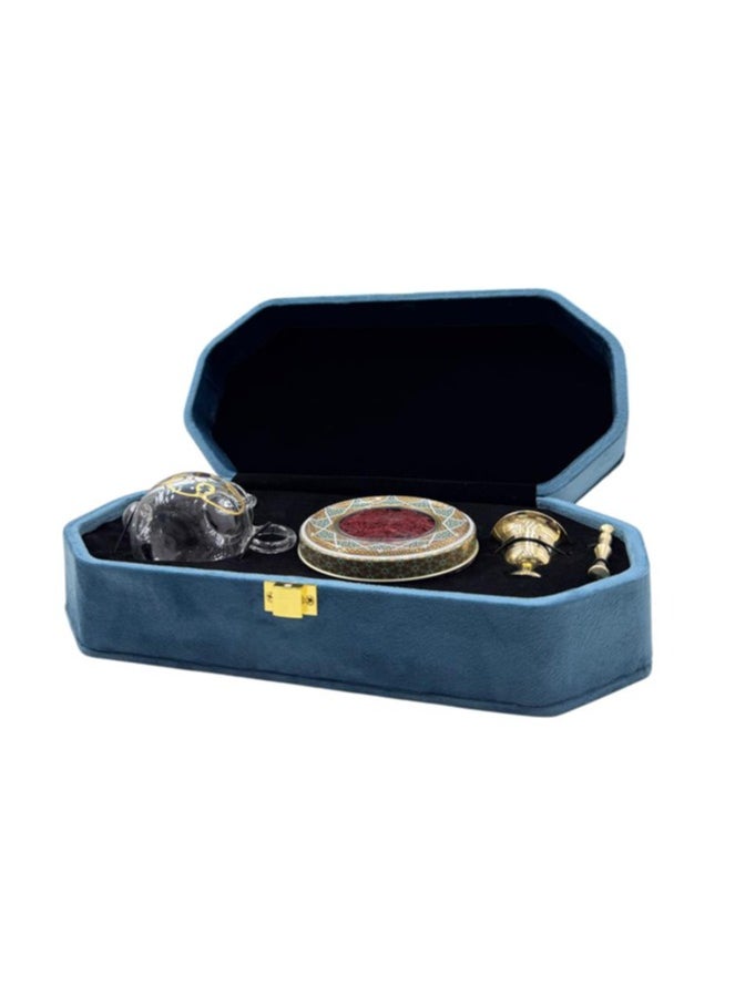ZARCHIN Luxury Saffron Box ,Velvet Handmade Box with Mortar and Little Pot , 3gm Super Negin Saffron  - Image 1