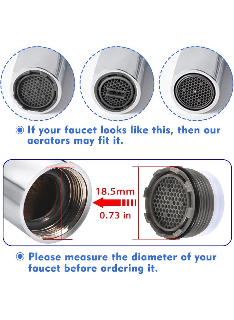 SYOSI Faucet Aerator M18.5, Kitchen Bathroom Sink Aerators Replacement with Flow Restrictor and Key Removal Tool, Water Saving Tap Filter Easy to Install for Home and Apartment Use, 8 Pack - Image 2
