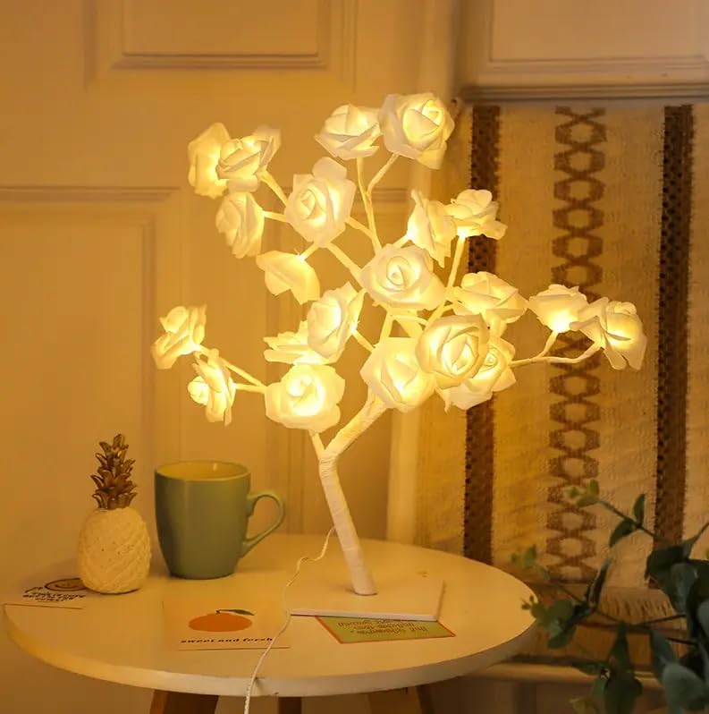 Rasikvar Tabletop Bonsai Tree LightDIY Artificial Rose Tree Light LED LampSparkly Shimmer Tree for Decoration Festival Holiday USB Operated Warm Colourful - Image 4