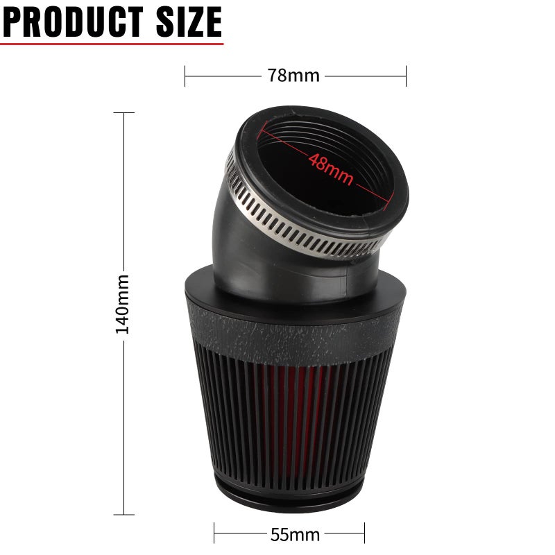 NIBBI Racing Motorcycle Air Filter,Universal 48mm Air Filters for Dirt Bike, Motocross Carburetor Cleaner for Pit Bike Scooter Moped YAMAHA HONDA SUZUKI KAWASAKI ATV (48mm) - Image 2
