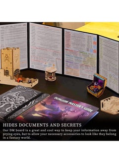 CZYY Dnd Dungeon Master Screen Faux Leather Embossed Dragon & Mimic Four Panel With Pockets Dm Screen For Dungeons And Dragon Pathfinder D&D  - Image 3