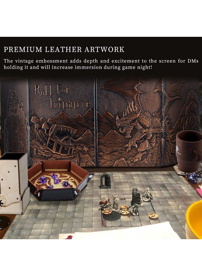 CZYY Dnd Dungeon Master Screen Faux Leather Embossed Dragon & Mimic Four Panel With Pockets Dm Screen For Dungeons And Dragon Pathfinder DD  - Image 4