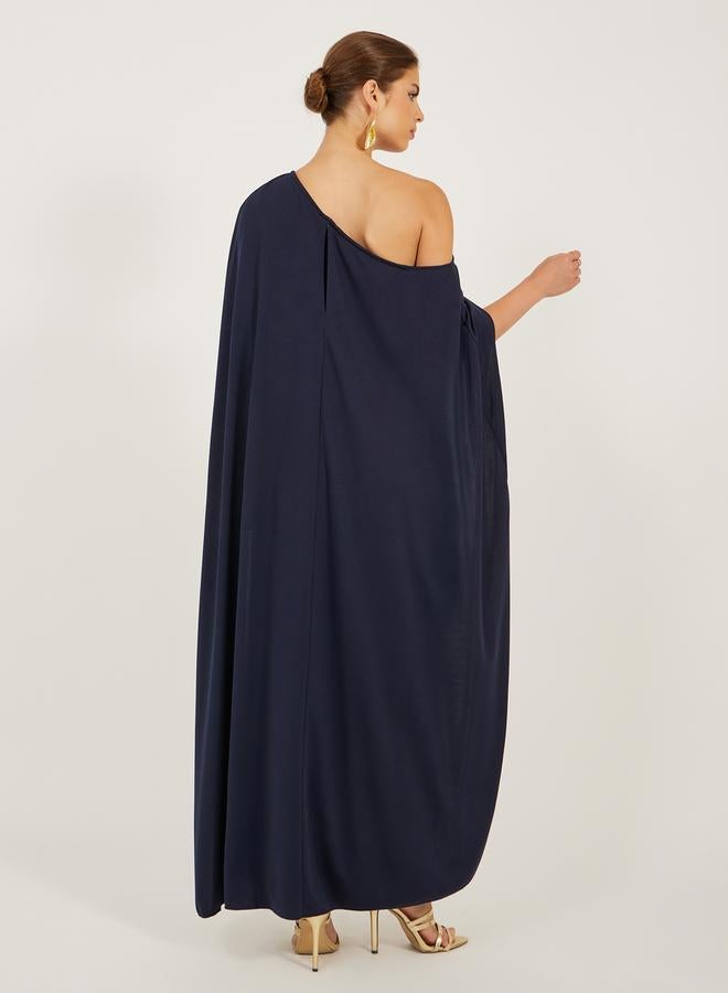 Styli Solid One Shoulder Cape Sleeve Maxi Dress  - Image 5