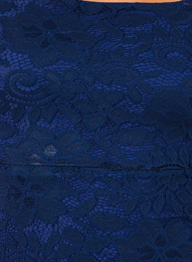 Styli Lace Square Neck Mermaid Midi Dress