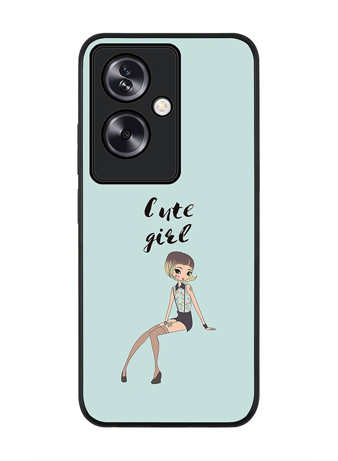 Stylizedd Rugged Black Edge Case for OnePlus Nord N30 SE, Slim fit Soft Case Flexible Rubber Edges Anti Drop TPU Gel Thin Cover - Shy Cute Girl - Image 1