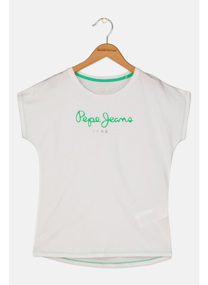 Pepe Jeans - Kids Girl Brand Logo Top, White - Image 1