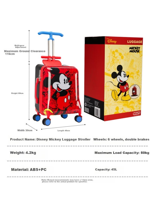 ميسوكا Mascot Disney Mickey Mouse حقيبة سفر للأطفال، قابلة للركوب، للأولاد والبنات، عربة أطفال للوالدين الكسالى، عربة أطفال، 20 بوصة - Image 2