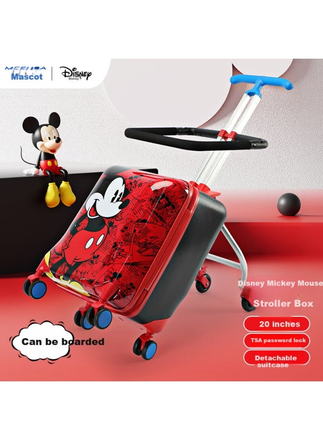 ميسوكا Mascot Disney Mickey Mouse حقيبة سفر للأطفال، قابلة للركوب، للأولاد والبنات، عربة أطفال للوالدين الكسالى، عربة أطفال، 20 بوصة - Image 4