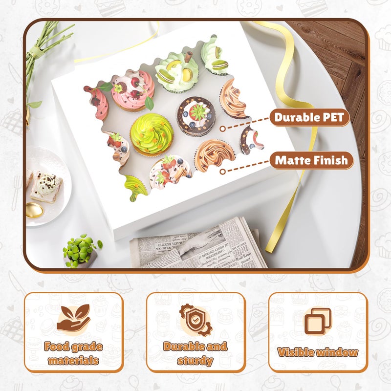 RYDDOY 4 Pack Cupcake Boxes, Hold 12 Standard Cupcakes, Cupcake Containers with Window and Inserts, High Grade Cupcake Holder, for Birthday Holiday Party, Supplies for Cupcakes, Desserts and More - Image 3