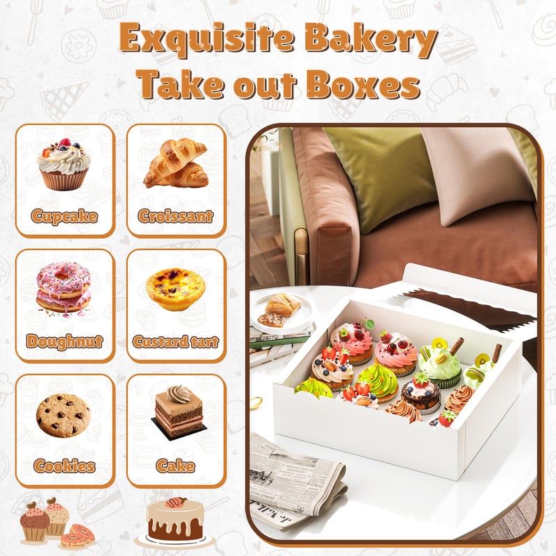 RYDDOY 4 Pack Cupcake Boxes, Hold 12 Standard Cupcakes, Cupcake Containers with Window and Inserts, High Grade Cupcake Holder, for Birthday Holiday Party, Supplies for Cupcakes, Desserts and More - Image 4
