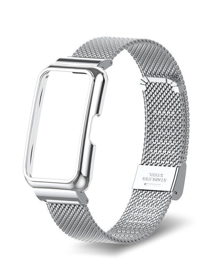 Compatible for Huawei Band 8/Huawei Band 9 Strap Stainless Steel Metal Bracelet Replacement Band Metal Integrated Case Strap Wristband Sport Band for Women Men  - Image 3