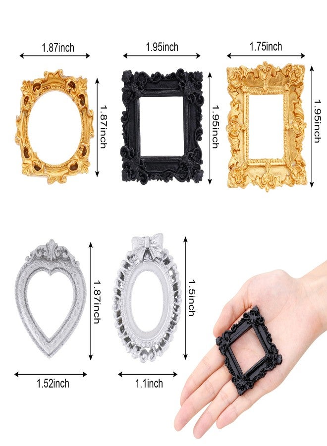 Poualss 25Pcs Vintage Resin Picture Frame Mini Antique Photo Resin Frame DIY Small Picture Frame Mini Resin Vintage Frame Antique Resin Photo Frame for Jewelry Display Photography Photo Frame Wall Decor - Image 2