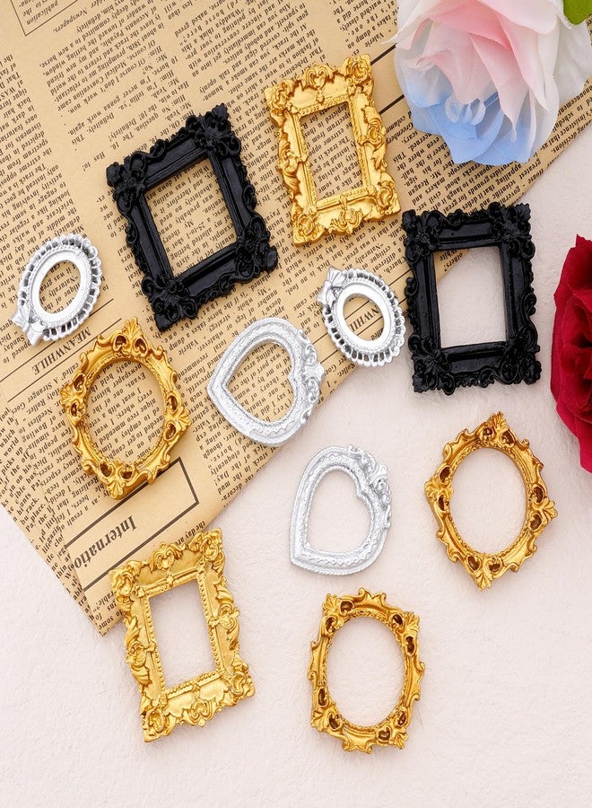 Poualss 25Pcs Vintage Resin Picture Frame Mini Antique Photo Resin Frame DIY Small Picture Frame Mini Resin Vintage Frame Antique Resin Photo Frame for Jewelry Display Photography Photo Frame Wall Decor - Image 3