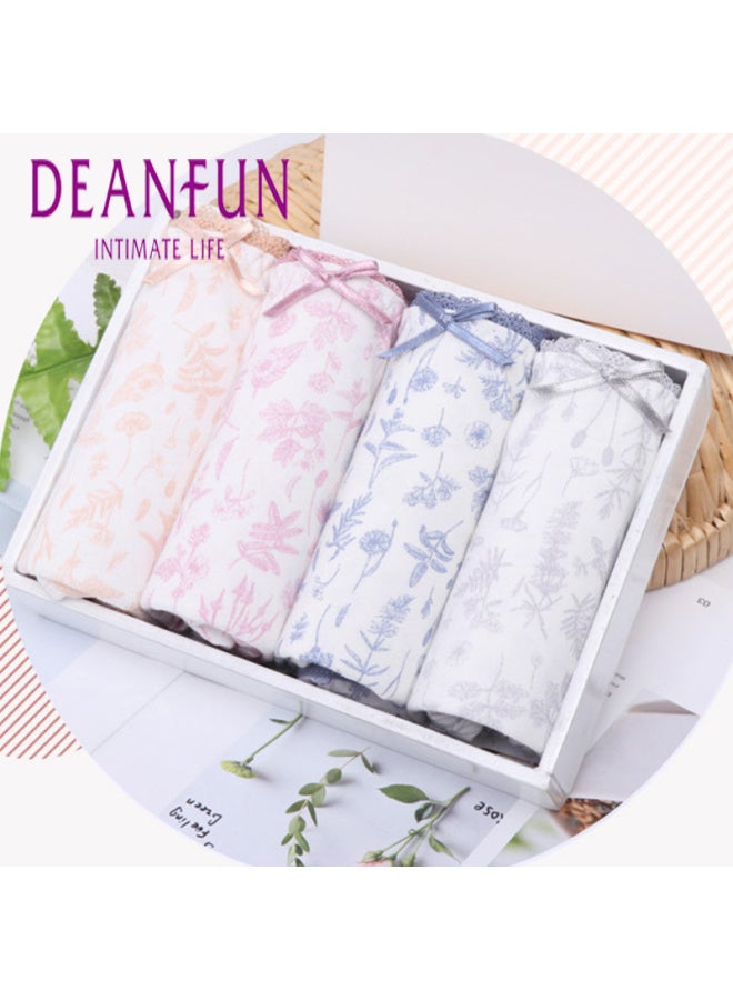 Deanfun Women's Underwear, Thin 100% Cotton Comfortable Mid-rise Boyshort Panties, 4-pack Gift Box, Size L - Image 1