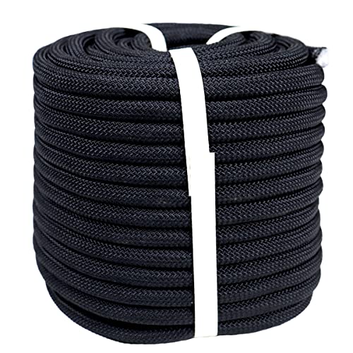 YUZENET Braided Polyester Arborist Rope (3/8 inch X 50 feet) High Strength Bull Rope for Tree Work Truck Securing Camping Swing, Black - Image 2