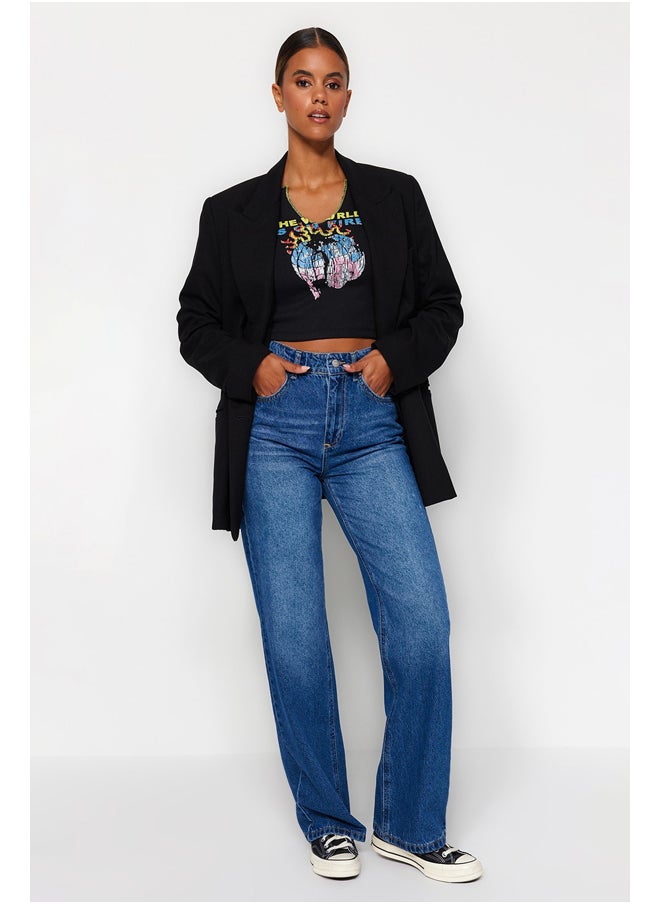 trendyol - Blue High Waist Wide Leg Jeans TWOAW24JE00073 - Image 1