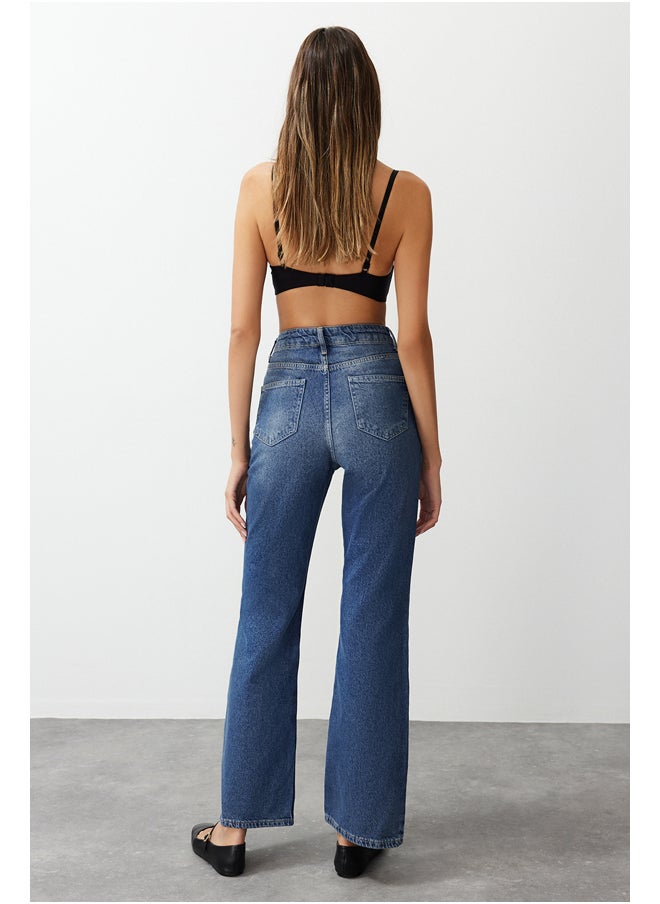 trendyol - Blue High Waist Wide Leg Jeans TWOAW24JE00073 - Image 1