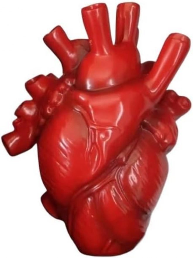 Simulation Heart Shape Resin Vase Heart-Shaped Arrangement Potted Plant(Red1) - Image 1