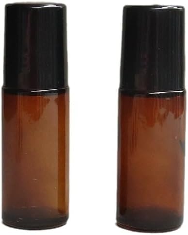 Junfamilee 2 Pcs Brown 50Ml Glass Essential Oil Roller Bottles Refillable Roll On Bottles Empty Deodorant Bottle  Refillable Containers Accessories  Containers Rollerball Bottles For Fragrance Roller Bottles - Image 2