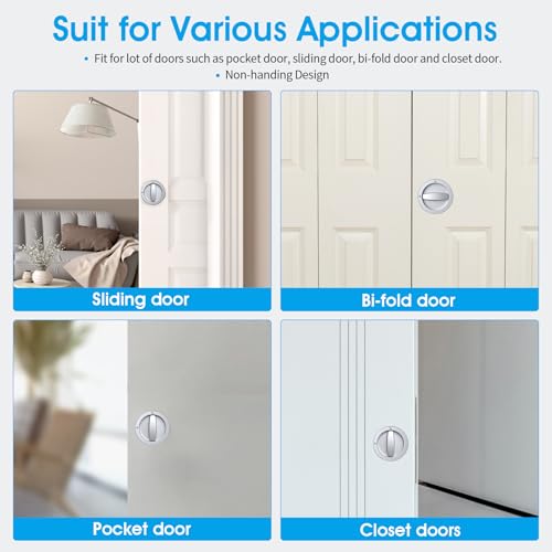 AST Round Pocket Door Lock with Edge Pull, Sturdy Privacy Bifold and Cavity Sliding Door Lock with Flush Pull, Replacement Hardware with Latch, Made of Zinc Alloy, Fingermark Proof, Satin Chrome - Image 5