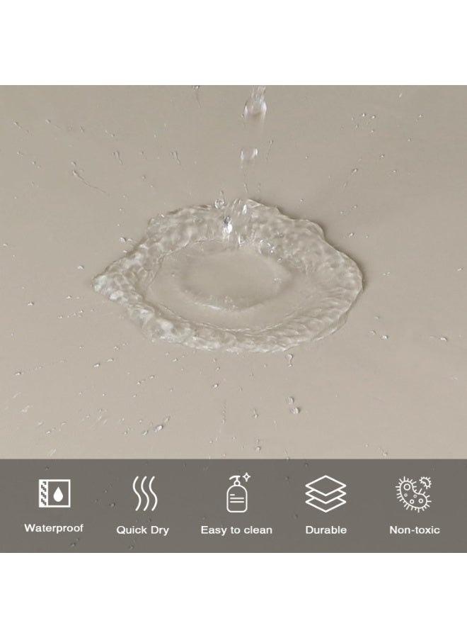 Shower Curtain Spliced 180 x 200 cm EVA Shower Curtain Moisture Resistant Waterproof Bathroom Curtain 12 Shower Ring Curtain Easy to Clean Bath Curtain (Beige & White) - Image 4