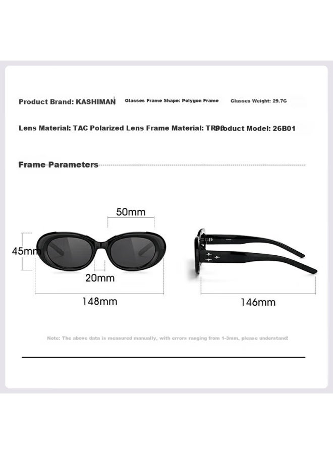 Caxman Gm Cat Eye Sungl For Men And Women, Suitable For Square And Round Faces, Narrow Frame, Uv Protection, Polarized Lenses, Face-slimming Effect, High-end Eyewear - Image 2