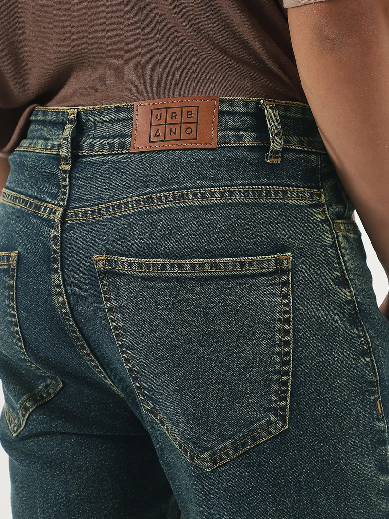 Urbano Fashion  Urbano Fashion Men's Blue Straight Fit Heavy Washed Jeans Stretchable  | Best Price UAE
