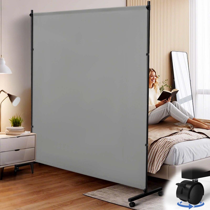 XGMDD Room Divider, 73x75inch Large Privacy Screen with Wheels,Portable Single Panel Partition Wall for Room Separation,Room Separator with Thickened Fabric for Indoor Office,Bedroom,Outdoor Patio,Gray - Image 1