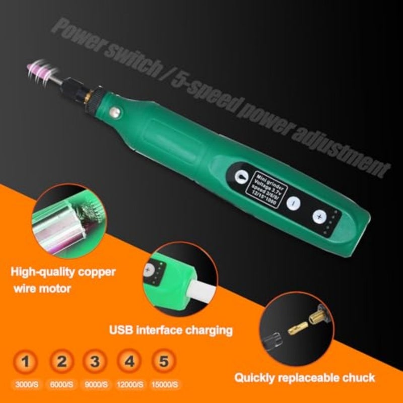 150PCS Mini Cordless Rotary Tool Kit, Type-C Charging Power Rotary Tool - 3.7V, 5 Variable Speed Mini Rotary Tool Kit for Cutting, Drilling, Sanding, Engraving, Polishing and DIY Crafts - Image 2