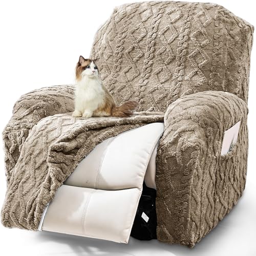 JOKIVTOU Recliner Chair Covers 4-Pieces Reclining Chair Slipcovers with Pocket& Elastic Bottom, Soft Feel Fitted Lazy Boy Sofa Couch Cover Washable, Stretch Recliner Furniture Protector - Image 1