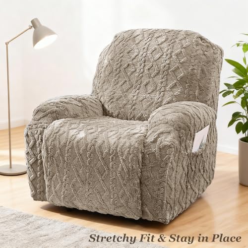 JOKIVTOU Recliner Chair Covers 4-Pieces Reclining Chair Slipcovers with Pocket& Elastic Bottom, Soft Feel Fitted Lazy Boy Sofa Couch Cover Washable, Stretch Recliner Furniture Protector - Image 2